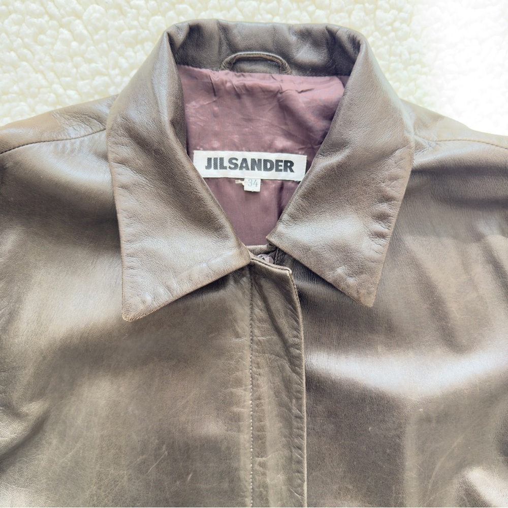Vintage 90’s Jil Sander Brown Leather Jacket - Picture 12 of 13